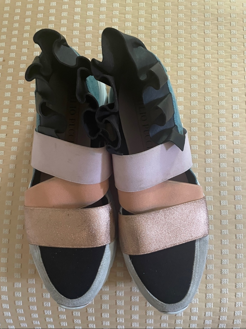 Emilio Pucci Dubai City Up Ruffle Up Multicolor Sneakers 36 Modern Design